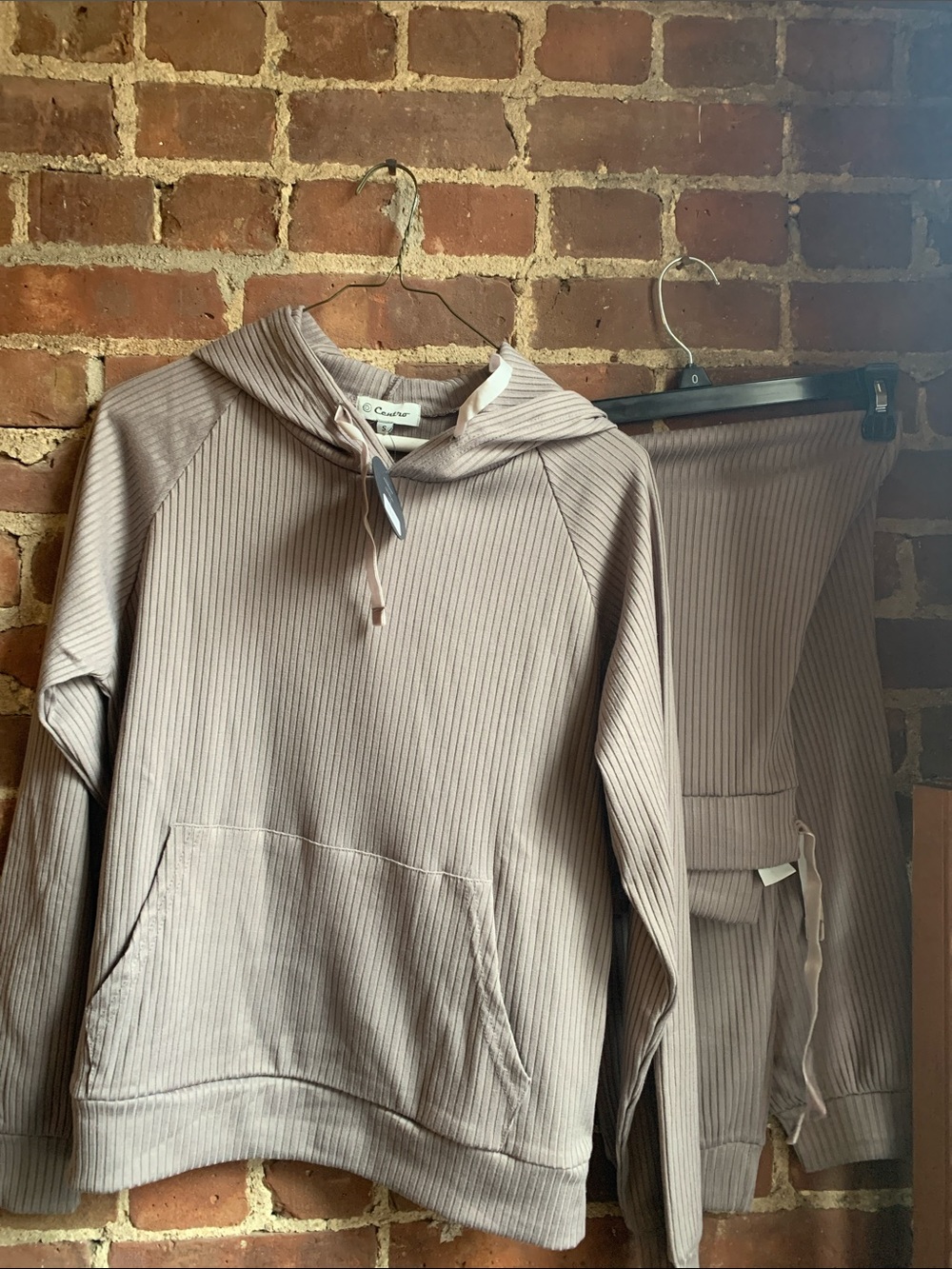 NWT Ribbed Hoodie & Joggers Set - Oatmeal Small